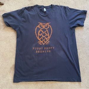 American Apparel Navy Short Sleeve Tee with Orange Owl Graphic
